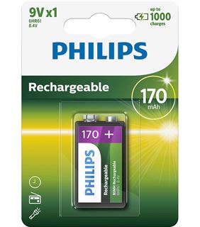 Immagine di Batteria Ricaricabile 9V 170mA Ni-MH Philips Multilife 9VB1A17/10