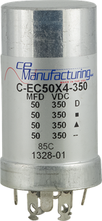 Immagine di CE Mfg. 350V 50/50/50/50µF 35x65mm Condensatore elettrolitico