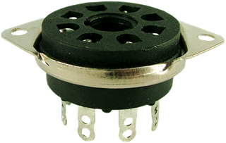 Picture of Socket - 8 Pin Octal, Saddle Plate, Black, Bottom Mount