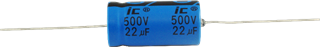 Immagine di Illinois Capacitor TTA 22uF 500V 16.5x39mm  Condensatore Elettrolitico orizzontale 